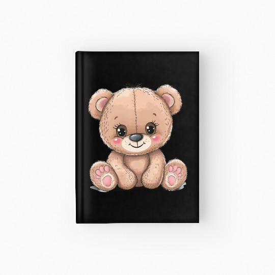 Cute Kawaii Teddy Bear Clipart, Cute Teddy Bear Hardcover Journal