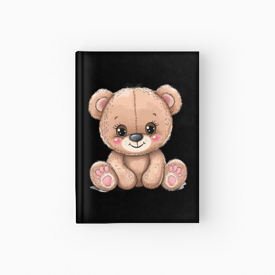 Cute Kawaii Teddy Bear Clipart, Cute Teddy Bear Hardcover Journal