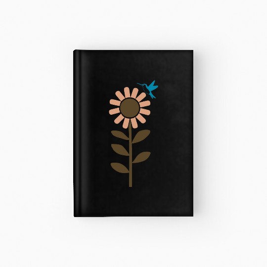 Hummingbird With Flower 3 Color Vector Hardcover Journal