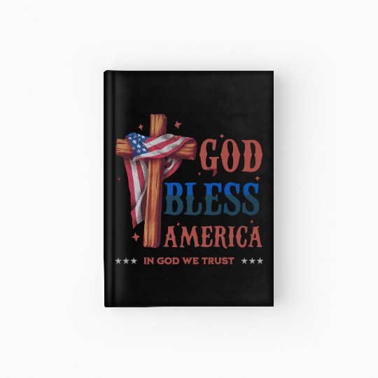 God Bless America Proud Retro US Flag 4th Of July Hardcover Journal