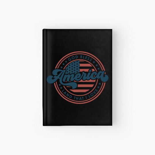 4th of July Retro US Flag God Bless America Funny Hardcover Journal