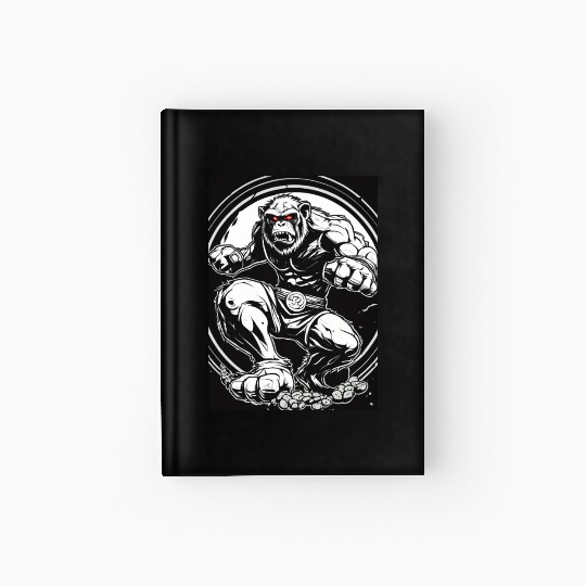 Zombie ape street fighter black and white circle l Hardcover Journal