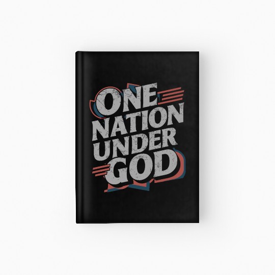 One Nation Under God Christian Pride Retro US Flag Hardcover Journal