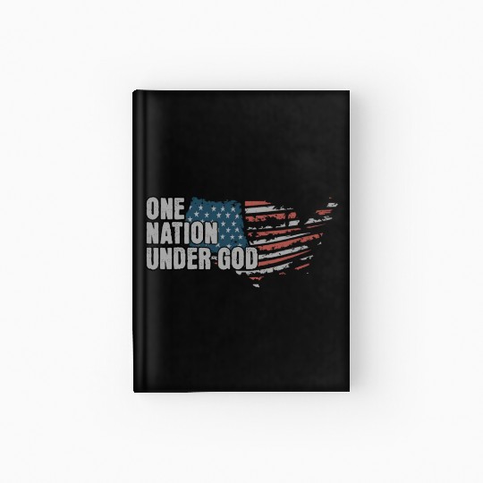 4th Of July One Nation Under God US Flag Faith Hardcover Journal