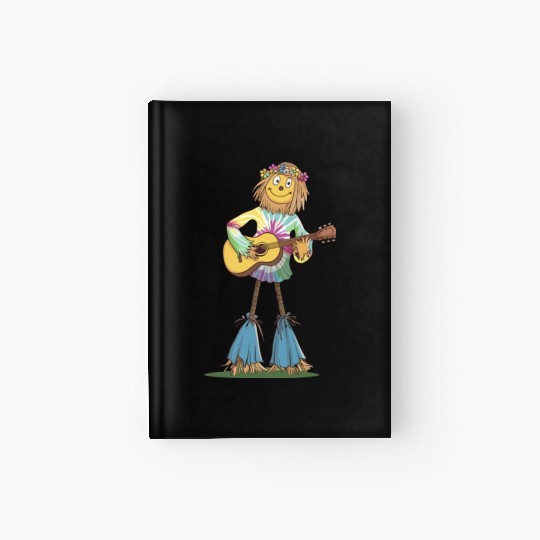 Hippie Scarecrow Playing Guitar Hardcover Journal