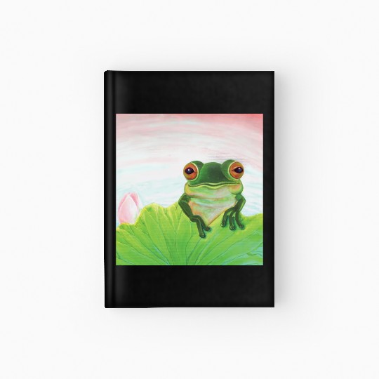 Green Frog Relaxing in the Pond Hardcover Journal