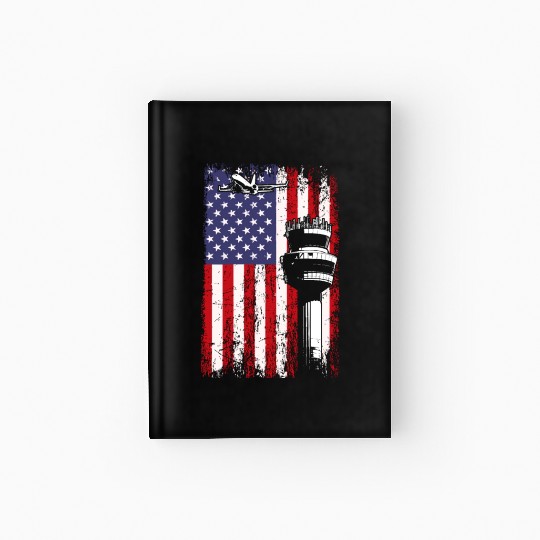 American Flag US, air traffic controller Hardcover Journal
