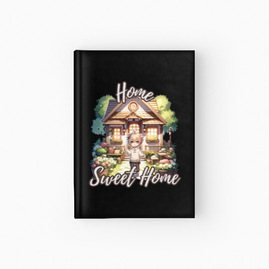 Home Sweet Home House Cabinand Person Waving 1 Hardcover Journal