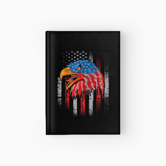 Retro US Flag Funny 4th July Bald Eagle Patriotic Hardcover Journal