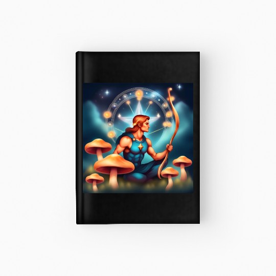 Sagittarius zodiac sign with mushrooms Hardcover Journal