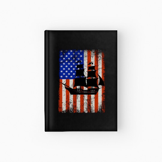 Stars, Stripes & Pirate Ship American Flag Hardcover Journal