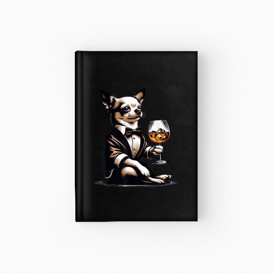 Chihuahua Dog Drinking Whiskey Puppy Hardcover Journal