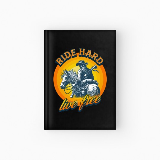 Western American Cowboy Retro Vintage Sunset Hardcover Journal