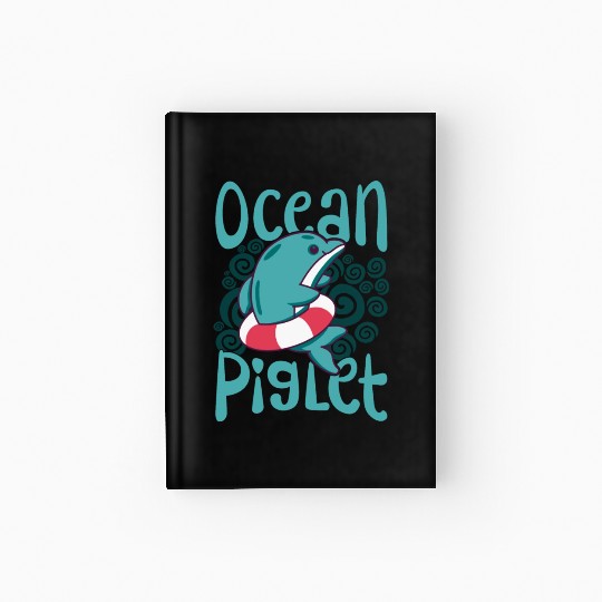 Funny Dolphin Lover Ocean Piglet Graphic for Aquat Hardcover Journal