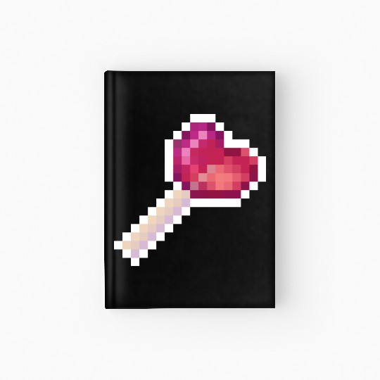 Pixel Art Sprite Cute Heart Lollipop Hardcover Journal