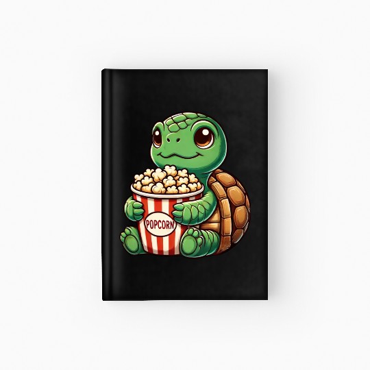 Cute turtle popcorn movies cinema fun Hardcover Journal