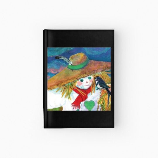 Cute Scarecrow And Barn Swallow Illustration Hardcover Journal