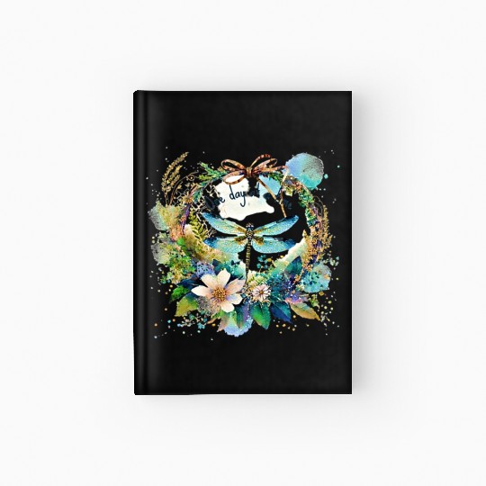 One day at a time dragonfly floral Hardcover Journal