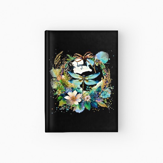 One day at a time dragonfly floral Hardcover Journal
