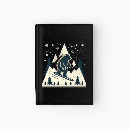 Skiing Grizzly Hardcover Journal