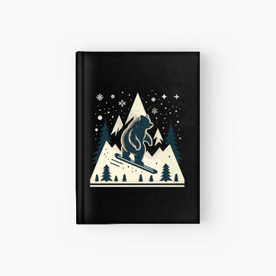 Skiing Grizzly Hardcover Journal