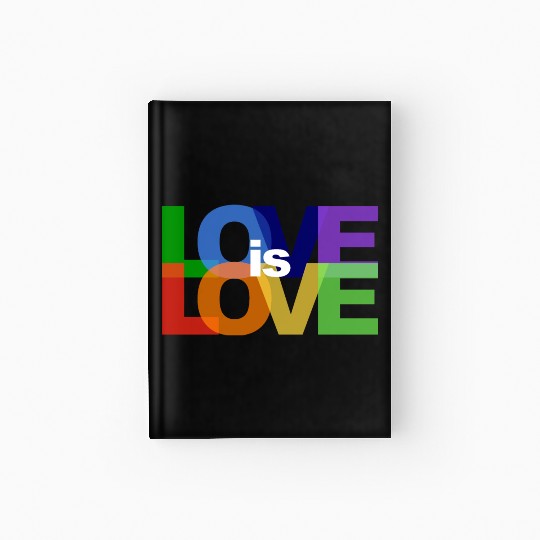 love is love rainbow colored letters Hardcover Journal