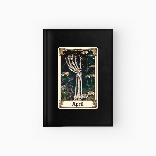 April Gothic Tarot Card - Daisy Flower & Skeleton' Hardcover Journal