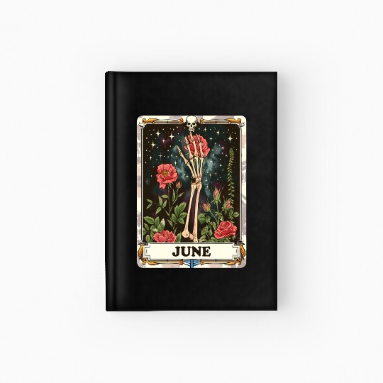 June Gothic Tarot Card - Rose Flower & Skeleton's Hardcover Journal