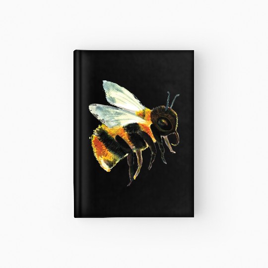 Cute Bumble Bee Flying Illustration Hardcover Journal