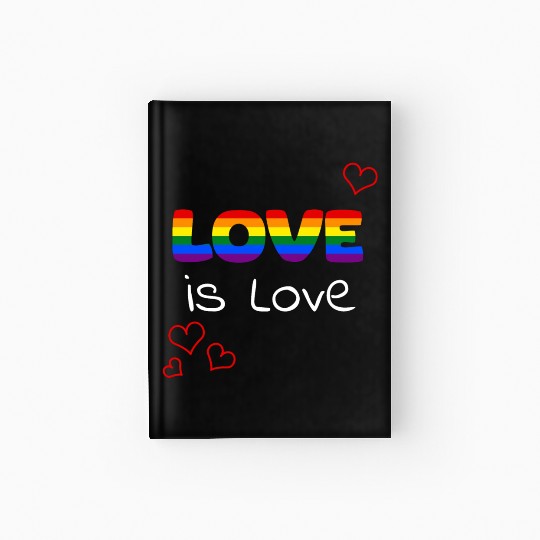 LGBTQAI Rainbow love is love colored hearts Hardcover Journal