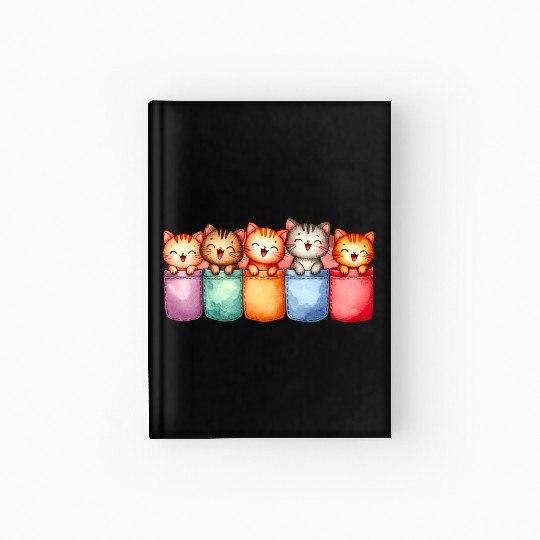 Kittens in colorful pockets Hardcover Journal