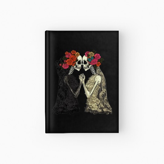 Lesbian Couple Skeletons Kissing LGBTQ Pride Hardcover Journal
