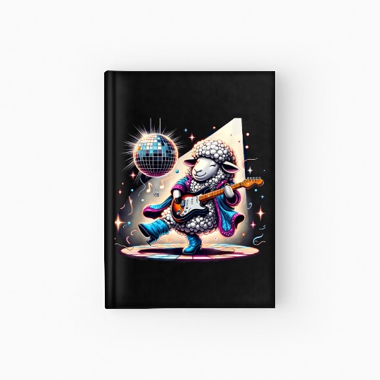 Disco Ball Guitar Sheep Hardcover Journal