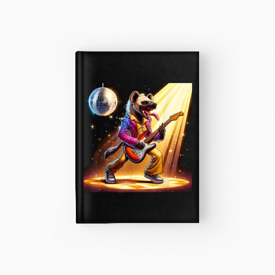 Disco Ball Guitar Hyena Hardcover Journal