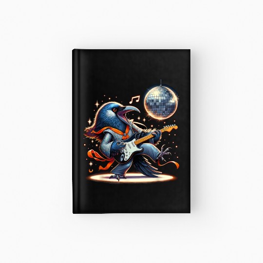Disco Ball Guitar Raven Hardcover Journal