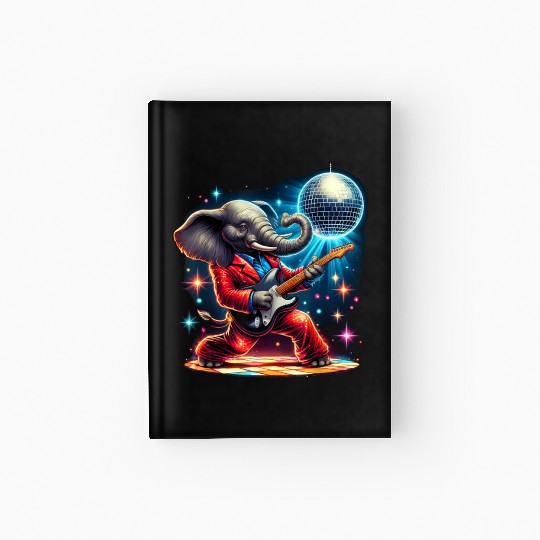 Disco Ball Guitar Elephant Hardcover Journal