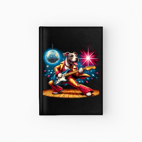 Disco Ball Guitar dog Hardcover Journal