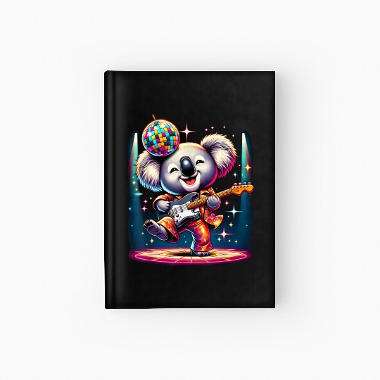 Disco Ball Guitar Koala Hardcover Journal