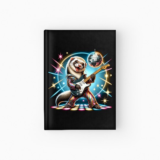 Disco Ball Guitar Ferret Hardcover Journal