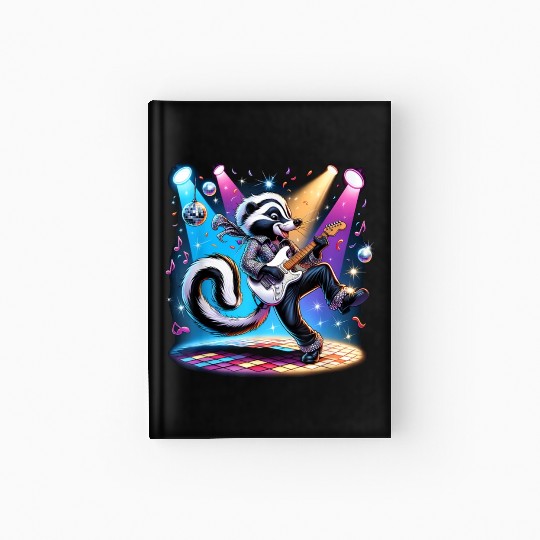 Disco Ball Guitar Skunk Hardcover Journal