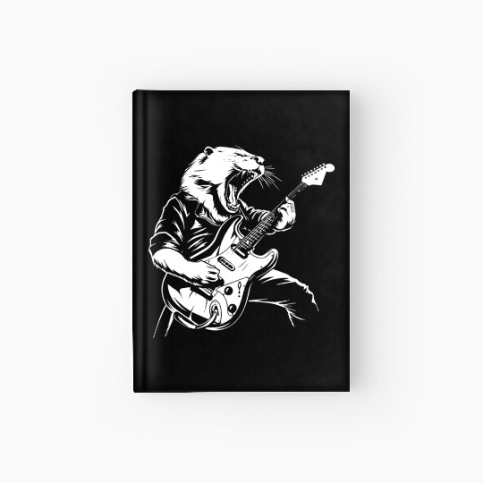 Rock and Roll Otter Guitar Hardcover Journal