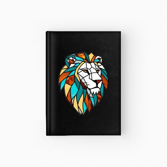 Geometric Lion Stained Glass Hardcover Journal Disgin