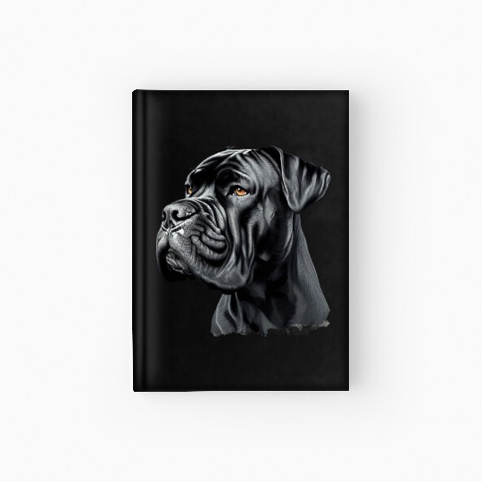 Black Cane Corso Dog Art Hardcover Journal, Realistic Dog