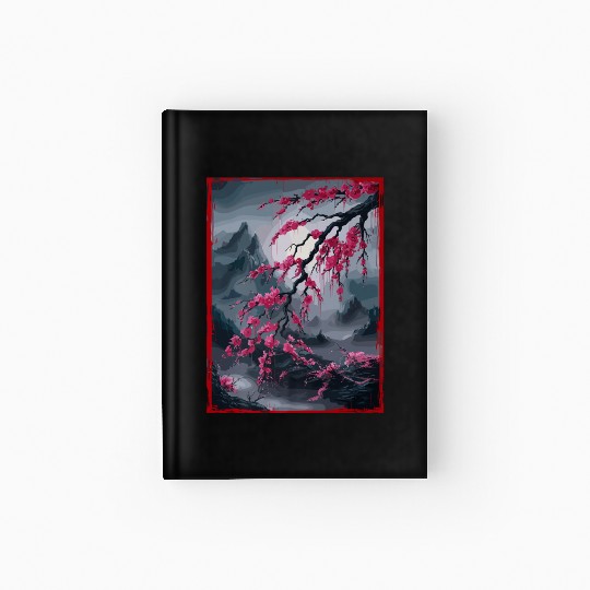 Vintage Cherry Blossom Landscape Graphical Hardcover Journal