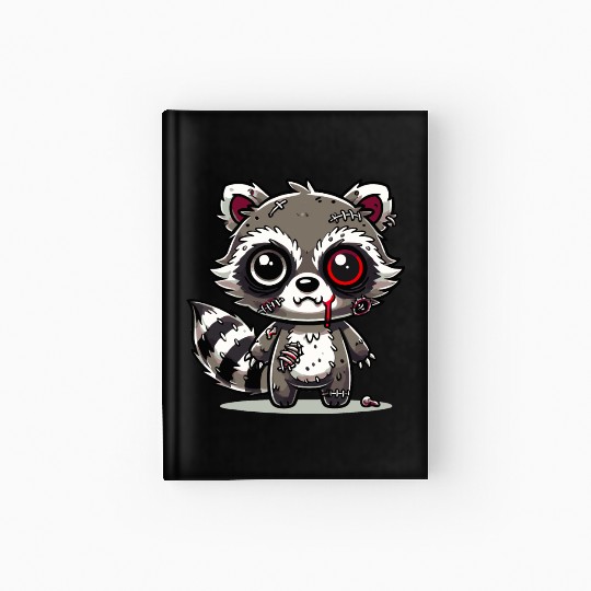scary zombie raccoon for Halloween fun Hardcover Journal