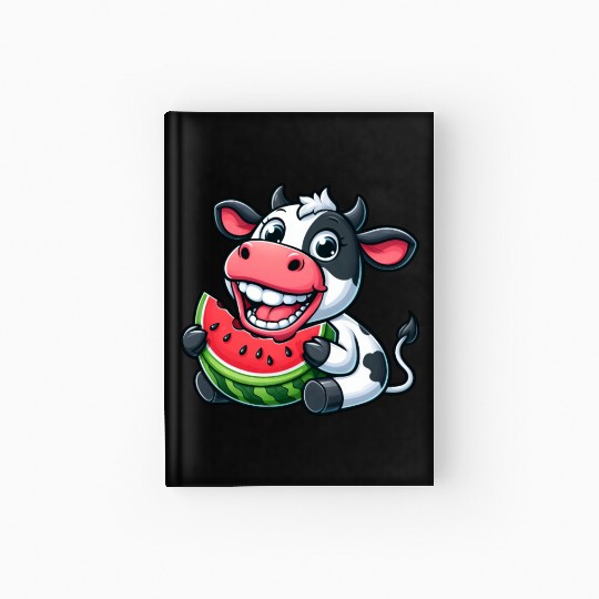 Funny cow bull steer watermelon summer fruit Hardcover Journal