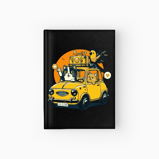 Road Trip by Car : Life's Better with Cat Friends Hardcover Journal