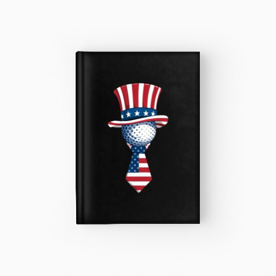 Patriotic Golf Ball with Stars and Stripes Hat Hardcover Journal