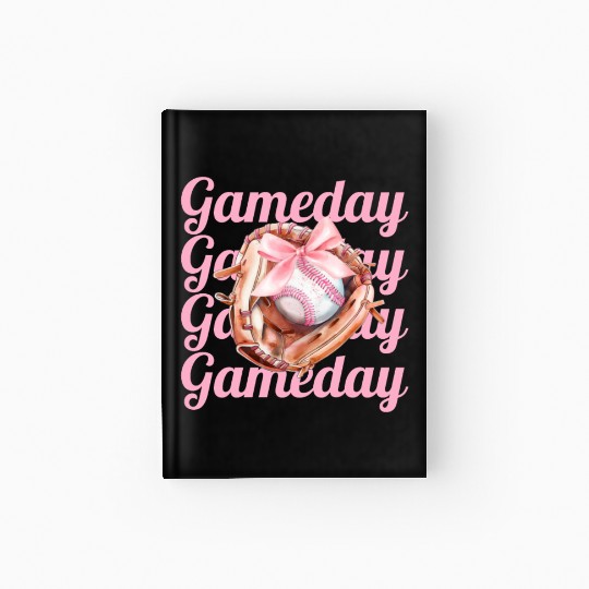 Game Day Coquette Aesthetic Baseball Glove Hardcover Journal