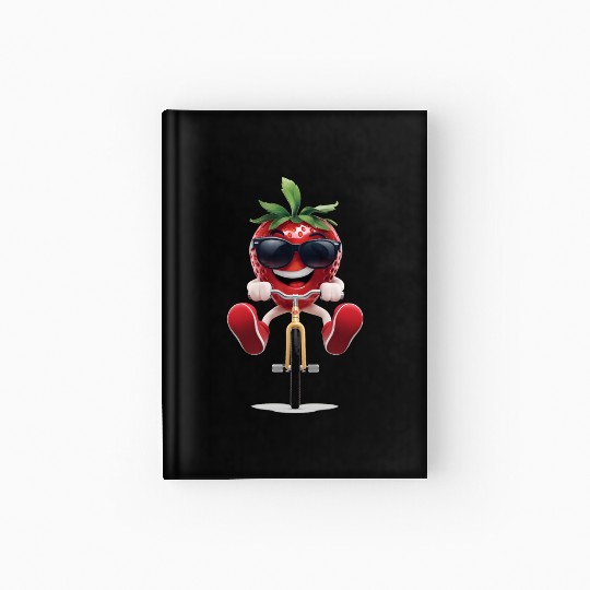Strawberries Cycling On Bike Realistic Hardcover Journal